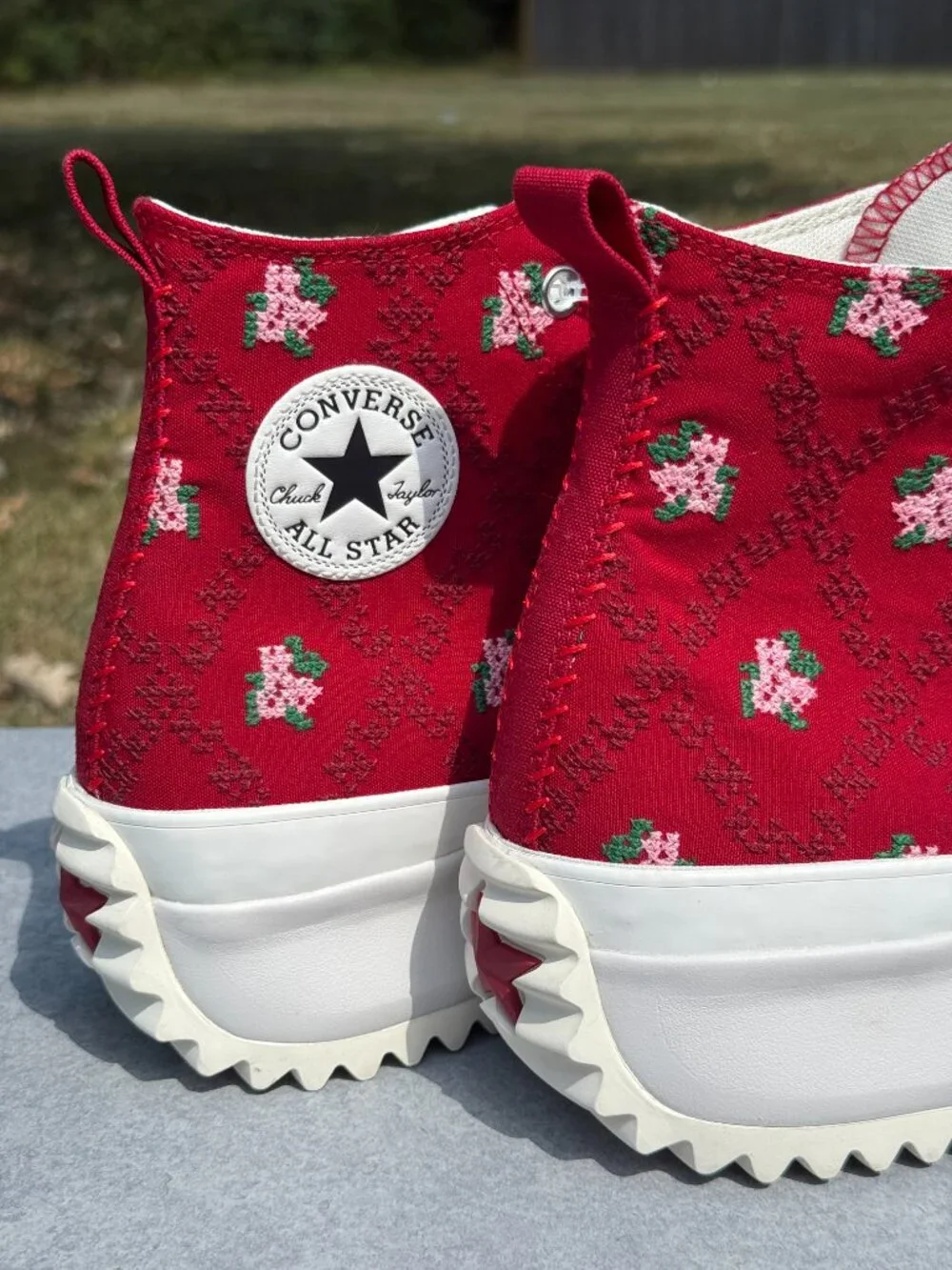 Converse Run Star Hike Mens 13 Womens 14.5 Red Floral Platform Coquette Y2K 4245